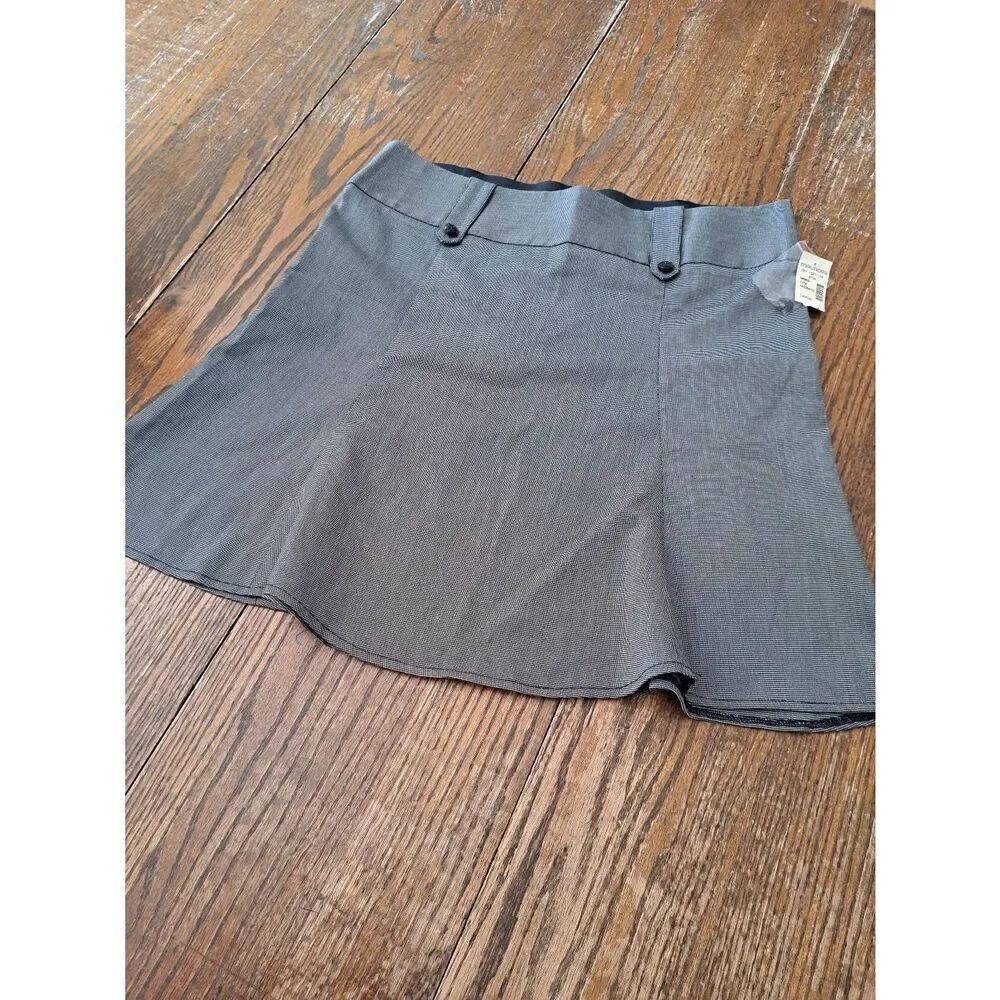 New Large Maurices Black White Wide Waist Mini Skirt w Belt Loops Button Detail